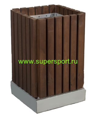 Урна квадратная с деревянным декором