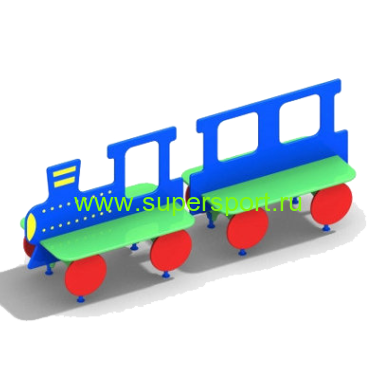 1273 Скамейка ПАРОВОЗИК С ВАГОНЧИКОМ для детской площадки