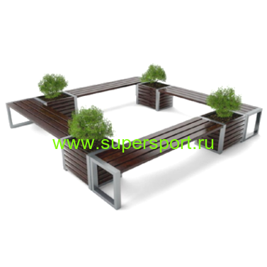 1310 Лавочка Бонжур с цветочницами парковая