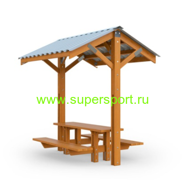 3234 Беседка со столом и скамьями парковая