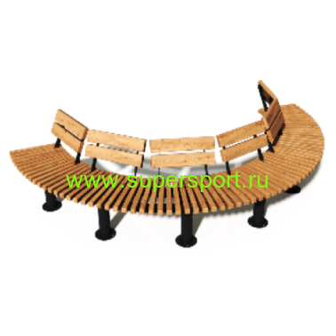 Скамья радиусная Гарден-2 со спинкой парковая