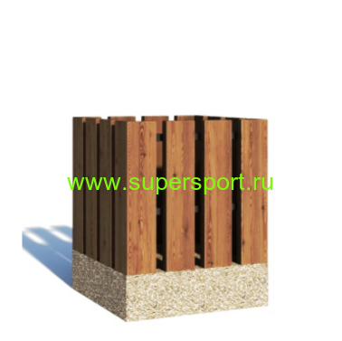 Урна деревянная 2 на бетонном основании для мусора