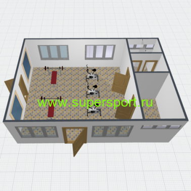 Тренажёрный зал для мобильных раздевалок, 54 кв.м
