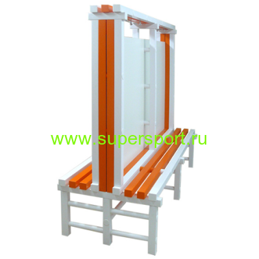 Скамья-вешалка двухсторонняя с HPL перегородкой