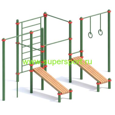 Воркаут комплекс, брусья, канат, 4 турника и 2 скамейки СК-7.9
