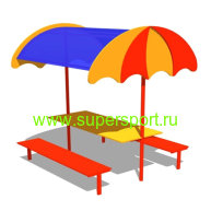 1517 Cтолик со скамьями и навесом для детской площадки