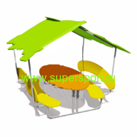 1518 Cтолик со скамьями и навесом для детской площадки