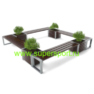 1310 Лавочка Бонжур с цветочницами парковая