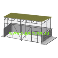 Контейнерная площадка для сбора мусора с плоским навесом, воротами и калиткой КП-3