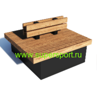 Скамейка квадратная со спинкой на металлической раме парковая