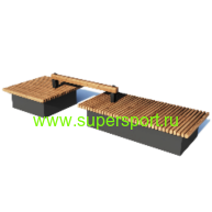 Скамейка двойная на металлической раме парковая