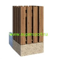 Урна деревянная 3 на бетонном основании для мусора