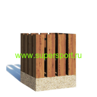 Урна деревянная 2 на бетонном основании для мусора