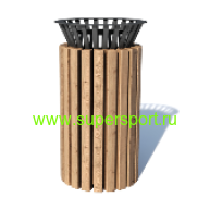 Урна круглая деревянная для мусора 2